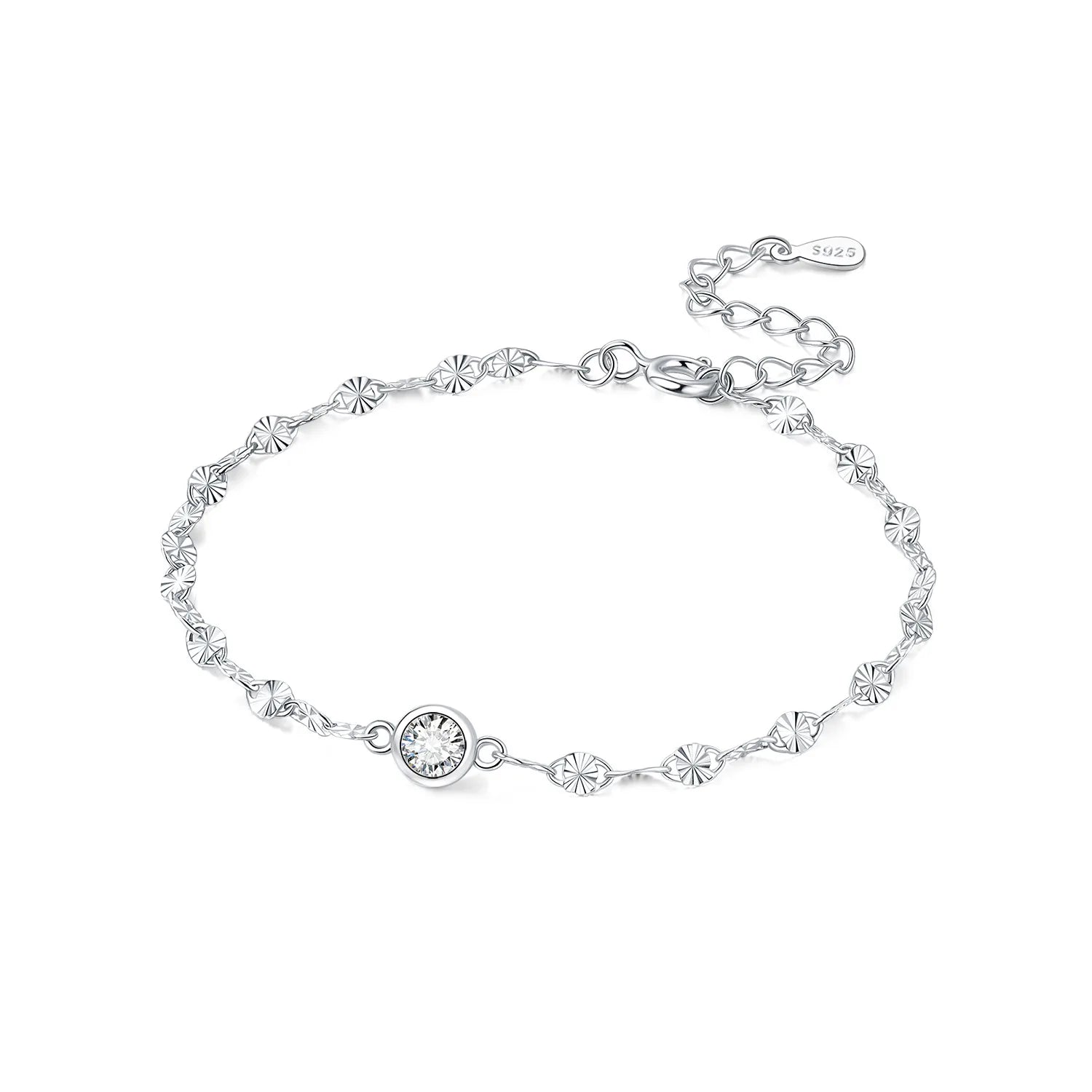 925 Sterling Silver Zircon Charm Bracelet - Glamora