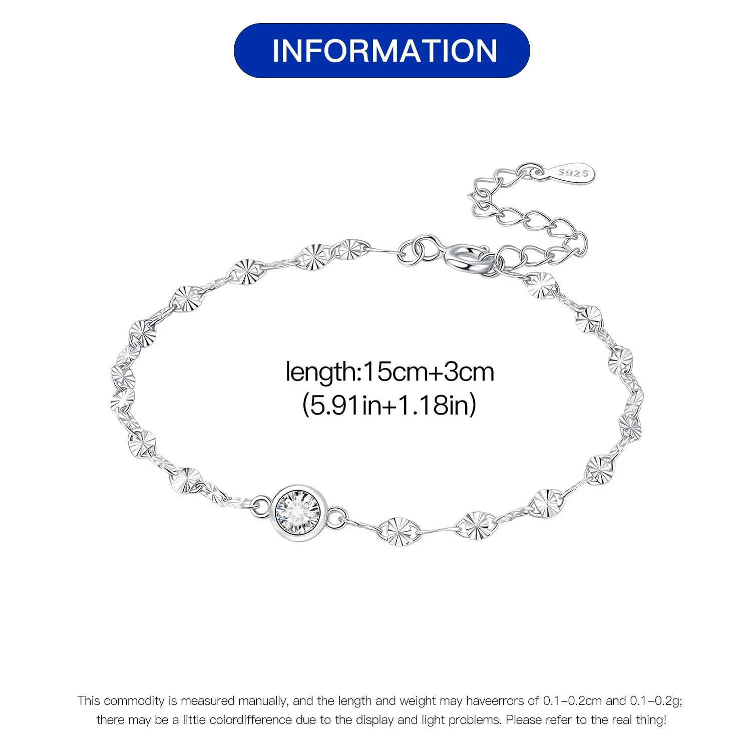 925 Sterling Silver Zircon Charm Bracelet - Glamora