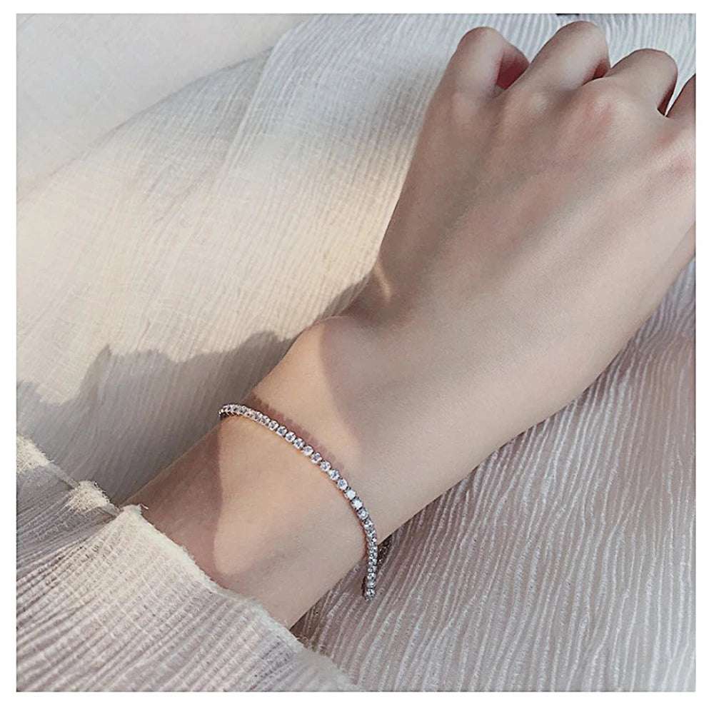 Sterling Silver Adjustable CZ Sparkle Bracelet - Glamora