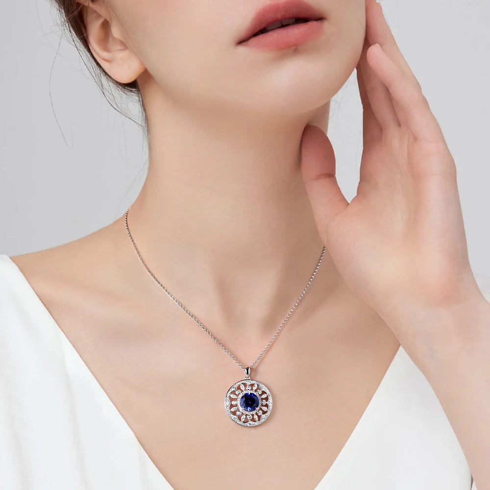 4ct Sapphire Sterling Silver Pendant - Glamora