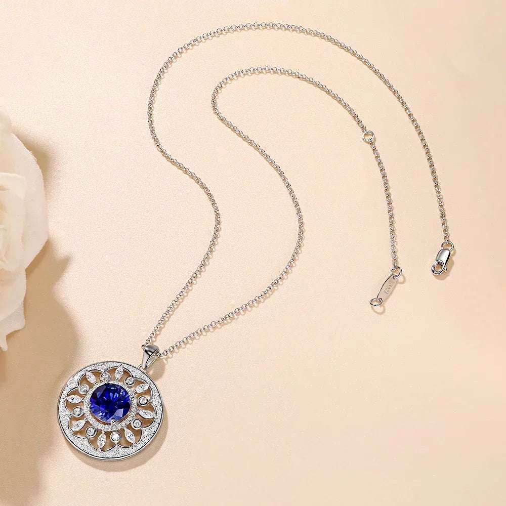4ct Sapphire Sterling Silver Pendant - Glamora
