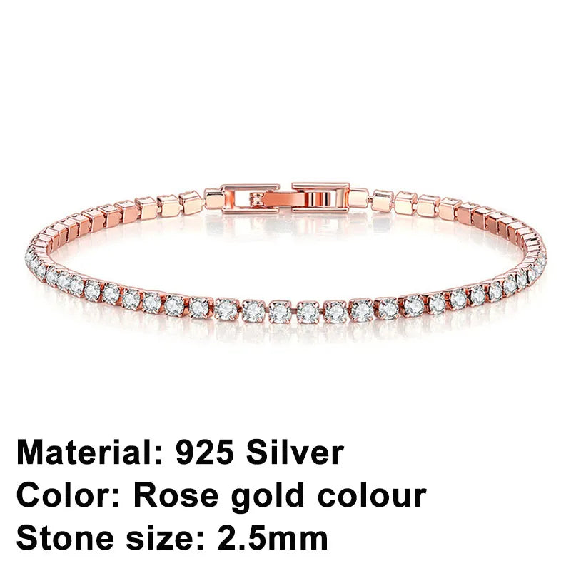 Rose Gold Zirconia Sterling Tennis Bracelet - Glamora