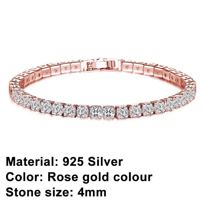 Rose Gold Zirconia Sterling Tennis Bracelet - Glamora