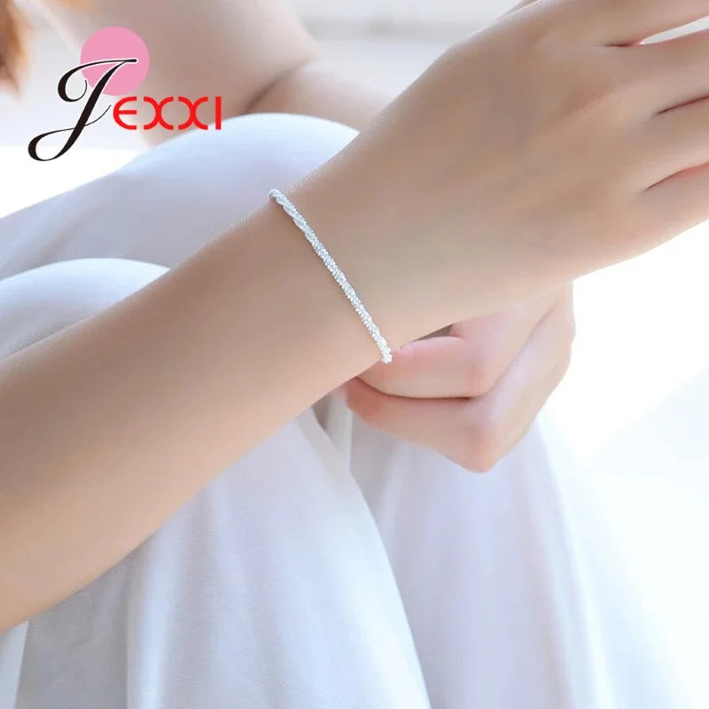 Sterling Silver Geometric Beaded Bracelet - Glamora