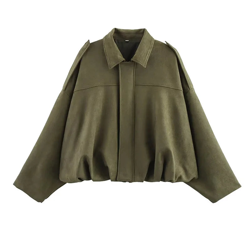 Vintage Bomber Jacket Stylish Outerwear Women - Glamora