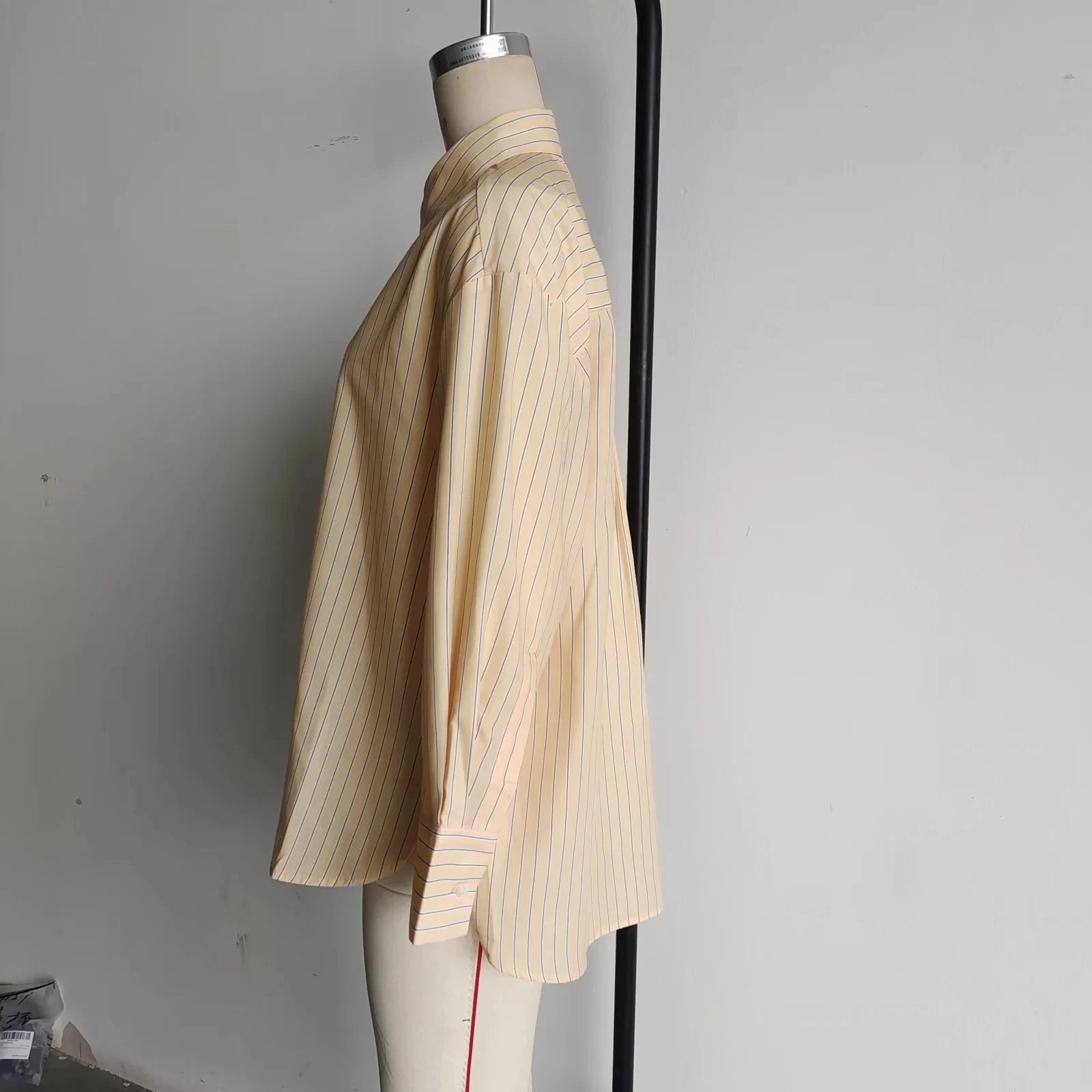 Butter Yellow Striped Loose Shirt Summer - Glamora