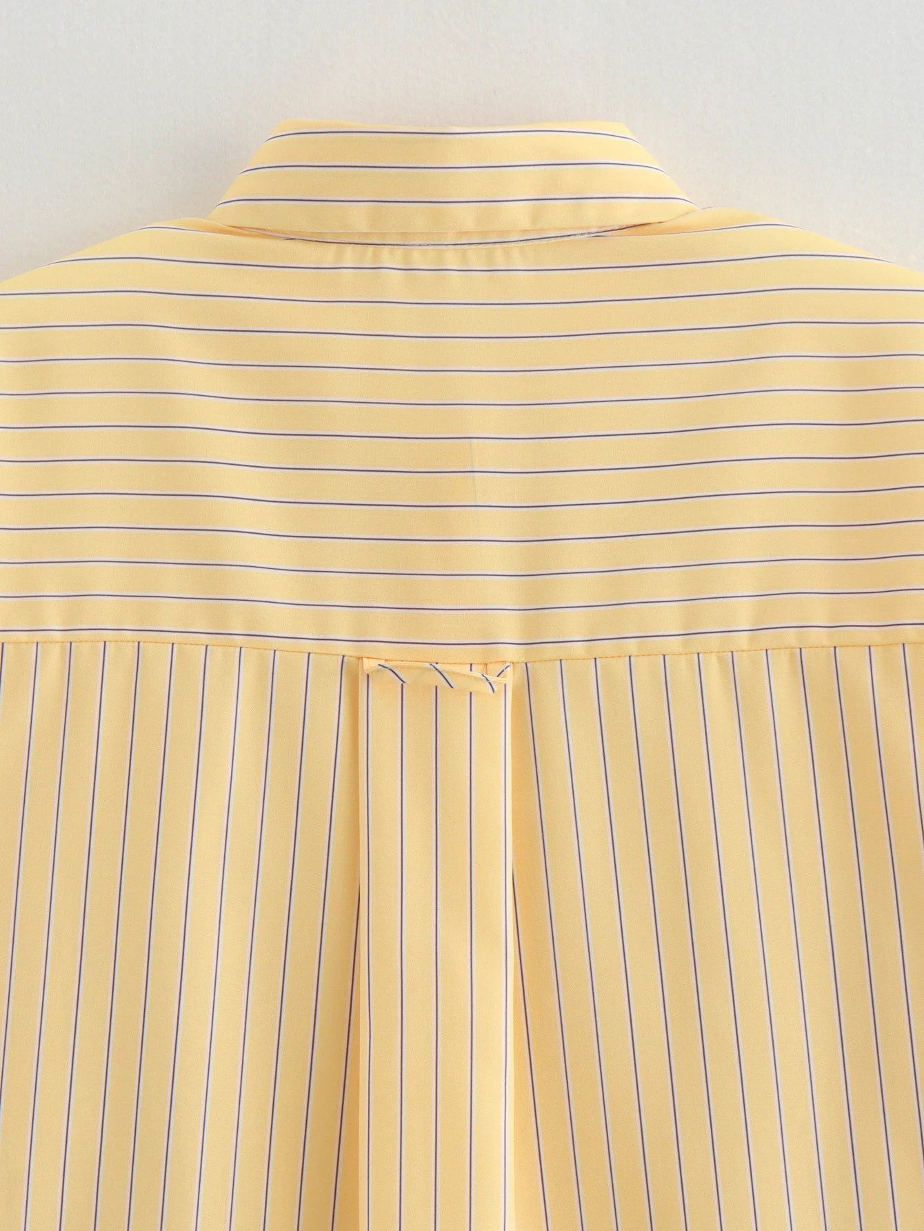Butter Yellow Striped Loose Shirt Summer - Glamora
