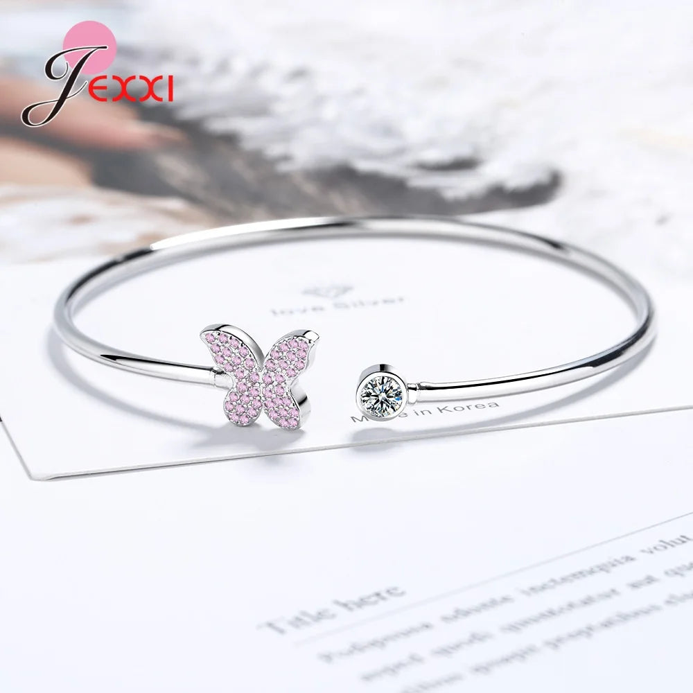 Sterling Silver Heart-Shaped Bangle Bracelet - Glamora