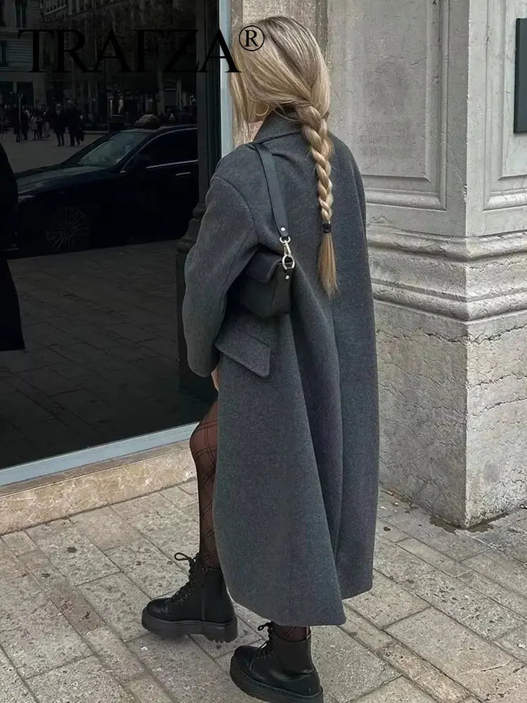 Double Breasted Wool Coat Warmth Women - Glamora