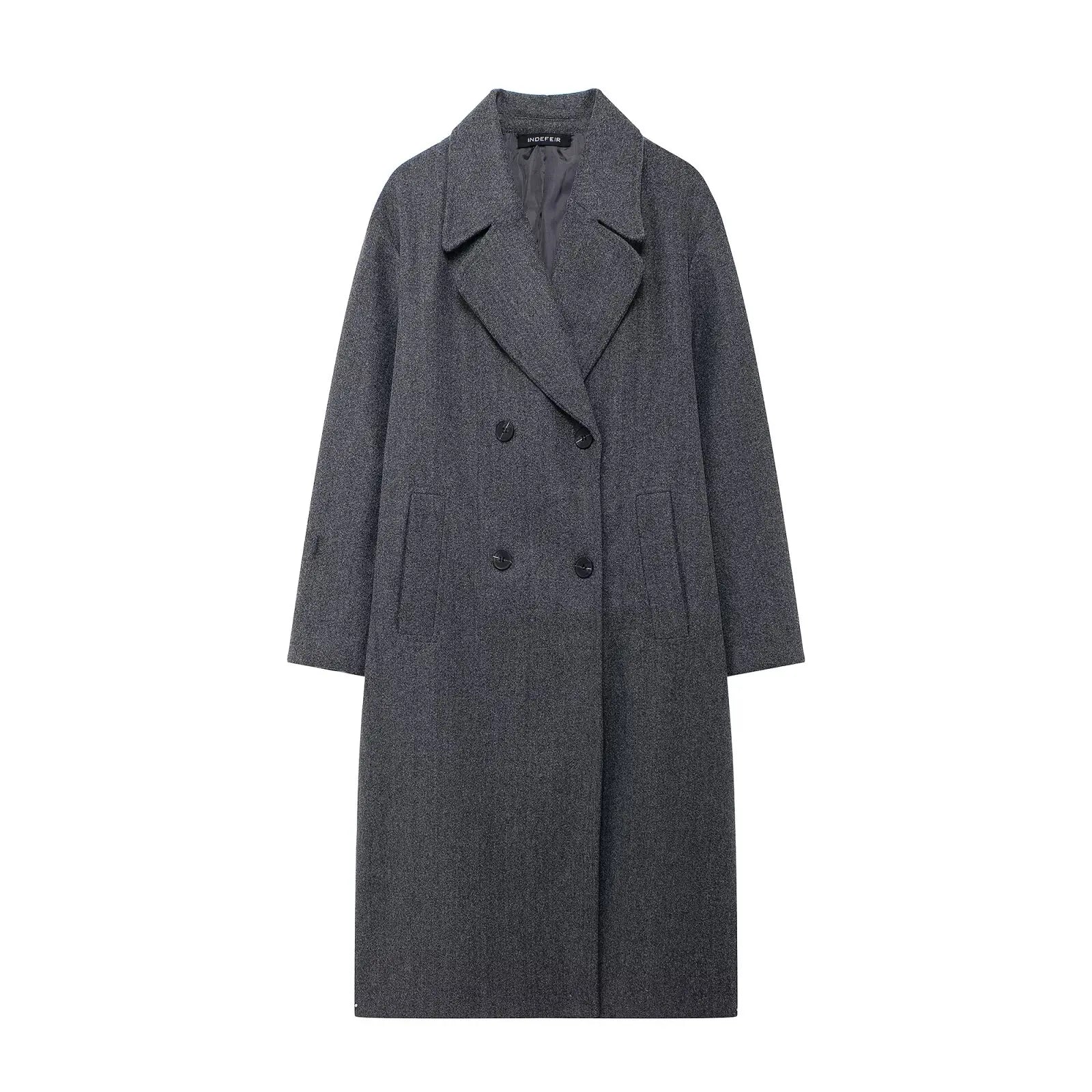 Double Breasted Wool Coat Warmth Women - Glamora