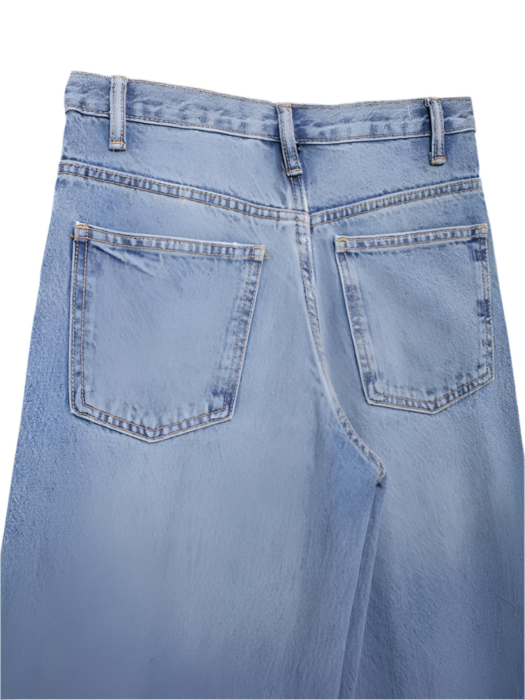 Asymmetric High Waist Wide Leg Jeans - Glamora