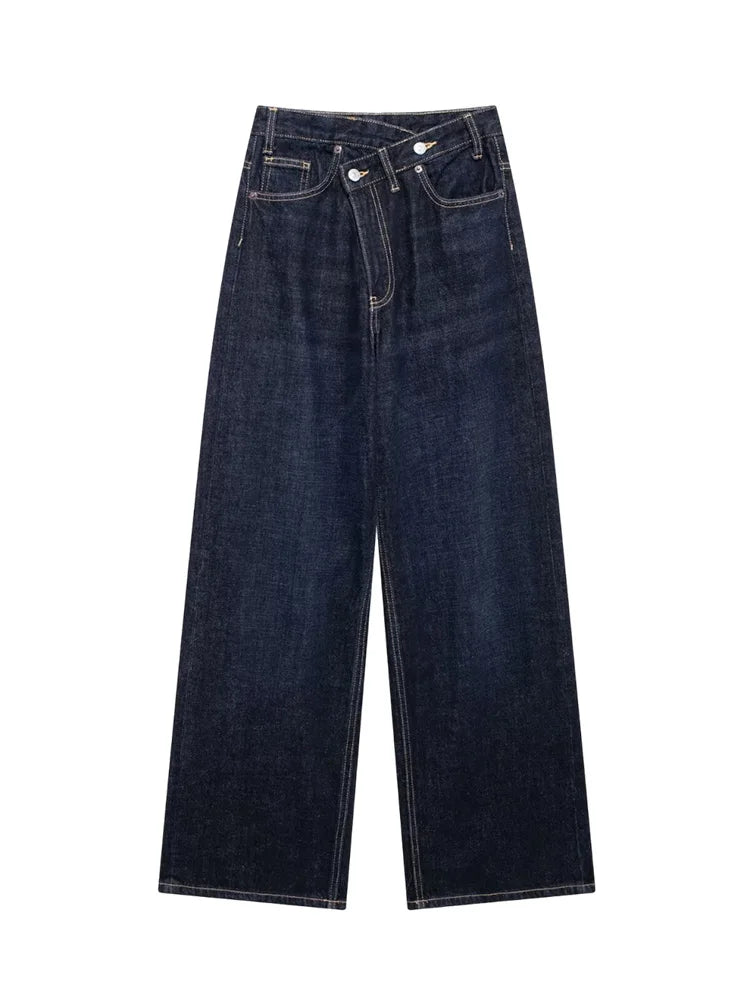 Asymmetric High Waist Wide Leg Jeans - Glamora
