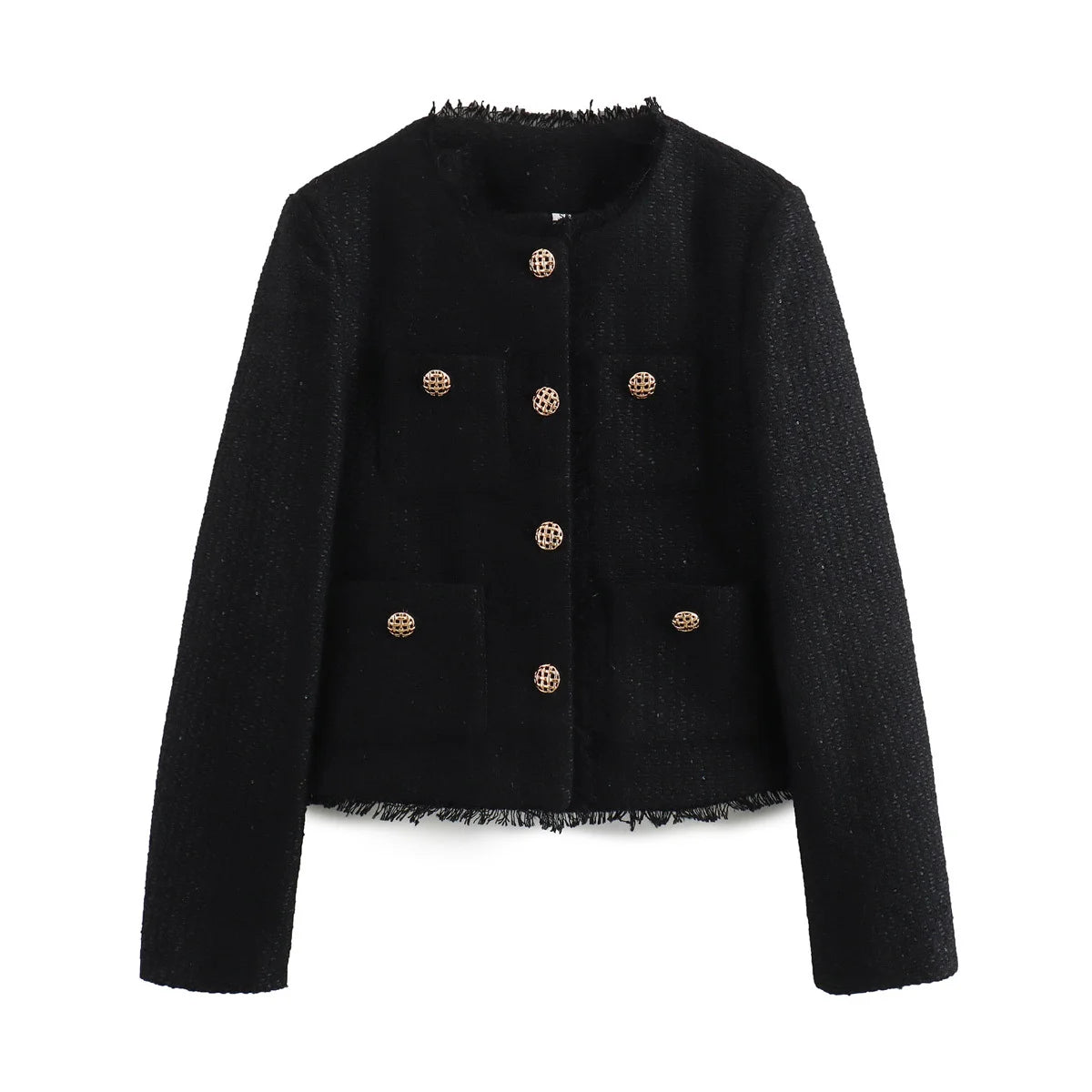 Woolen Tweed Jacket Cozy Women Outerwear - Glamora