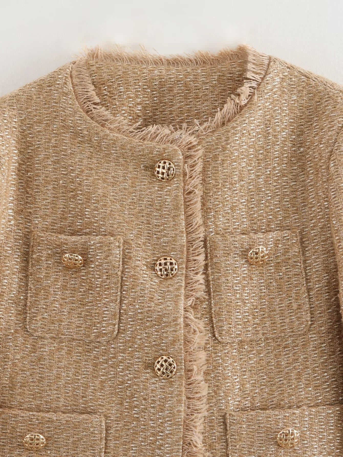 Woolen Tweed Jacket Cozy Women Outerwear - Glamora