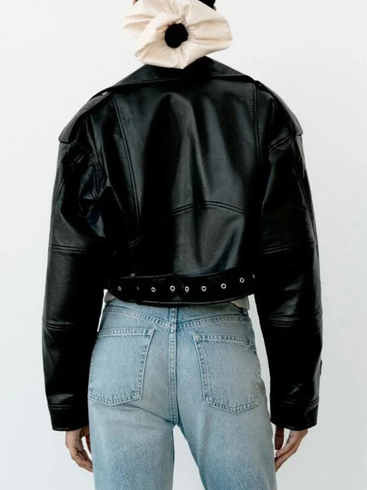 Oversized Faux Leather Jacket Stylish Streetwear - Glamora