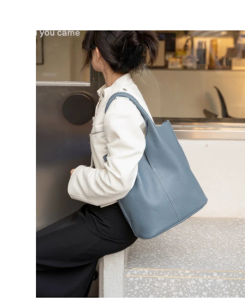 Soft Leather Tote Large Capacity Women - Glamora