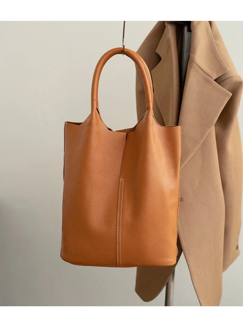 Soft Leather Tote Large Capacity Women - Glamora