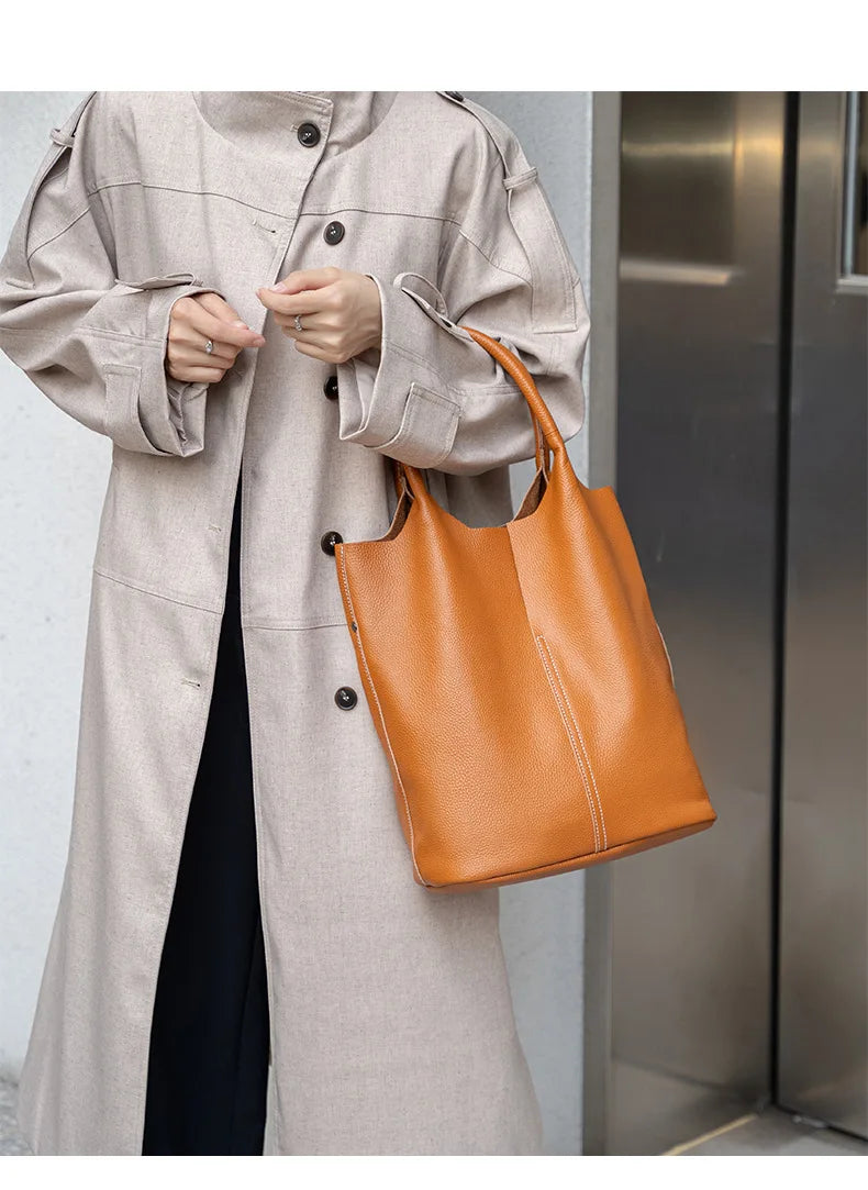 Soft Leather Tote Large Capacity Women - Glamora