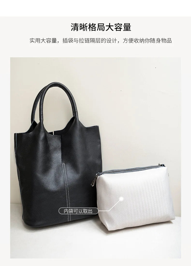 Soft Leather Tote Large Capacity Women - Glamora