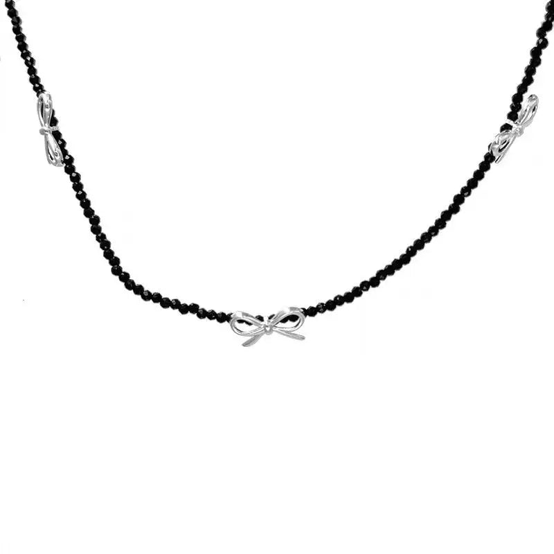 Luxury Beaded Bow Pendant Necklace - Glamora