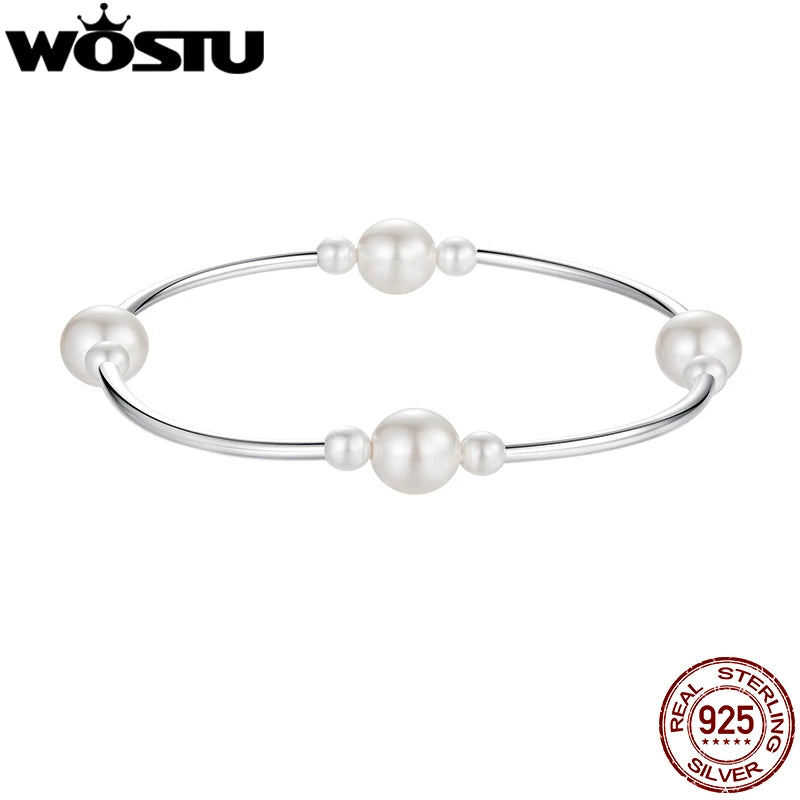 Sterling Silver Hanadama Pearl Bangle - Glamora