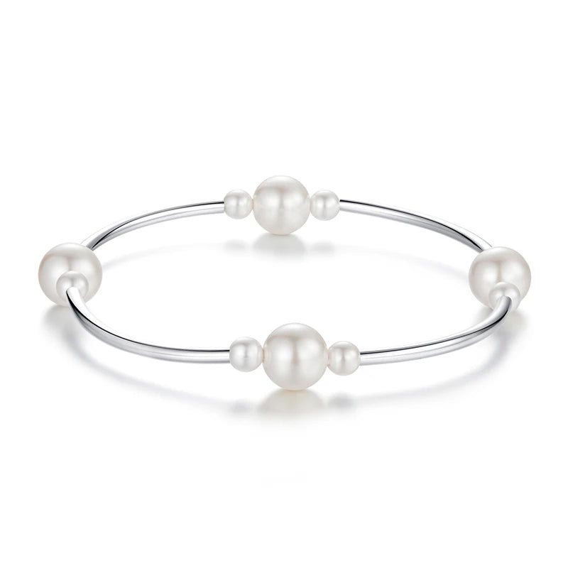 Sterling Silver Hanadama Pearl Bangle - Glamora