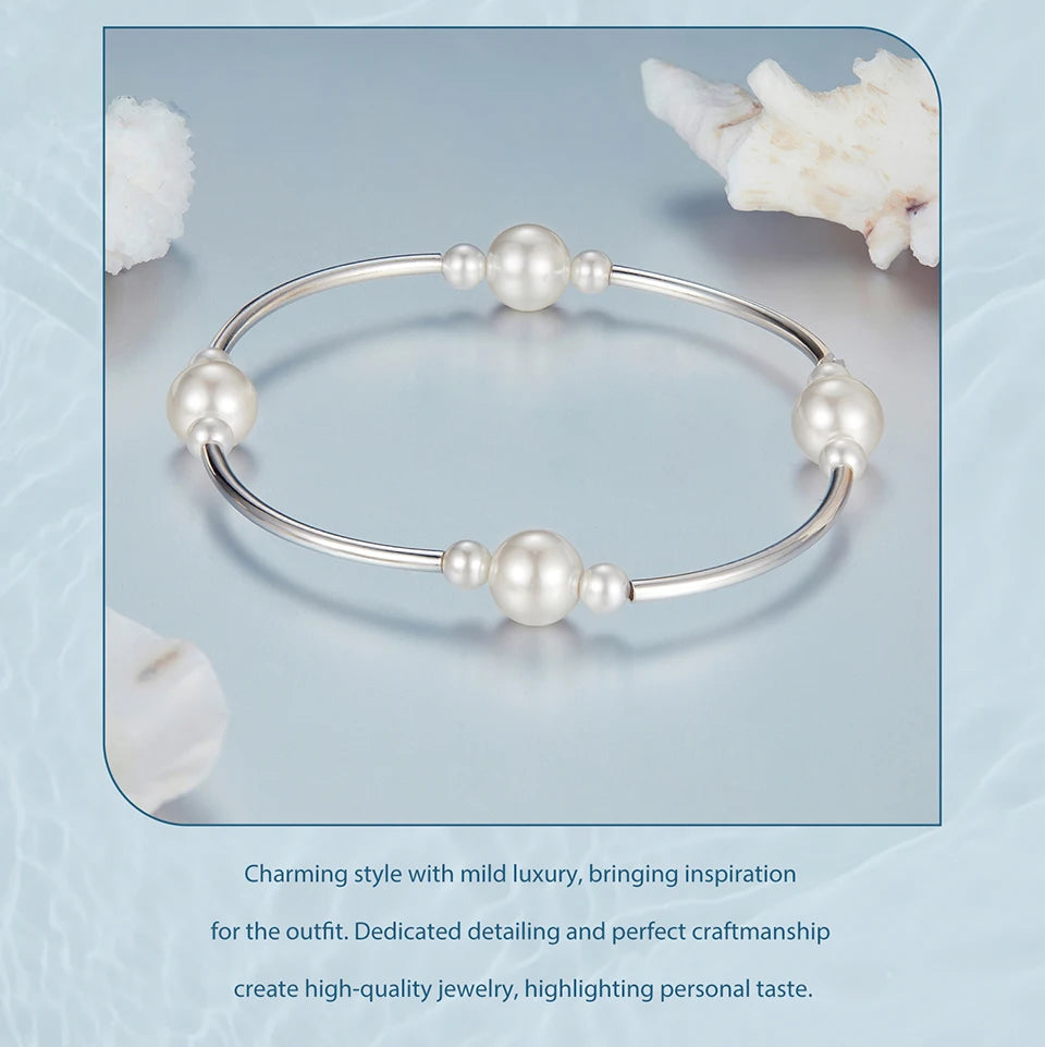 Sterling Silver Hanadama Pearl Bangle - Glamora