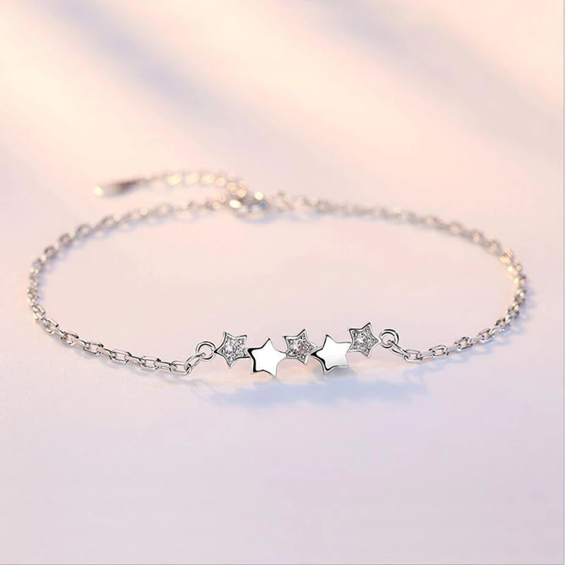 925 Sterling Silver Star Cubic Zirconia Bracelet - Glamora