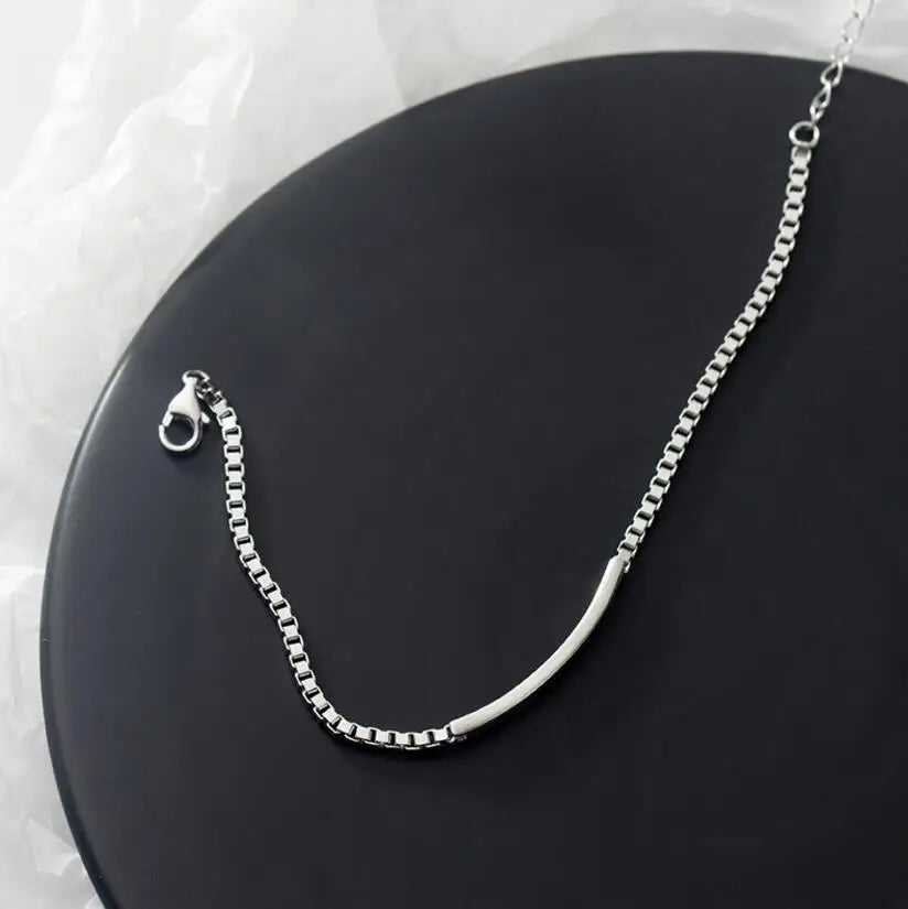Sterling Silver Minimalist Box Chain Bracelet - Glamora