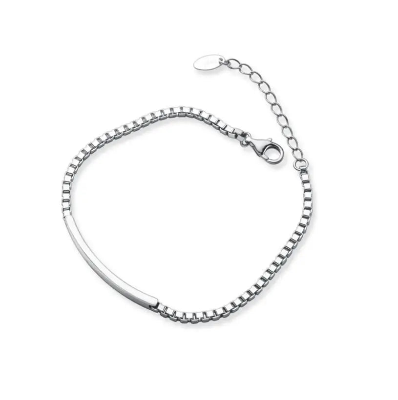Sterling Silver Minimalist Box Chain Bracelet - Glamora