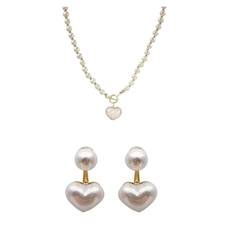 Elegant Pearl Heart Pendant Necklace - Glamora