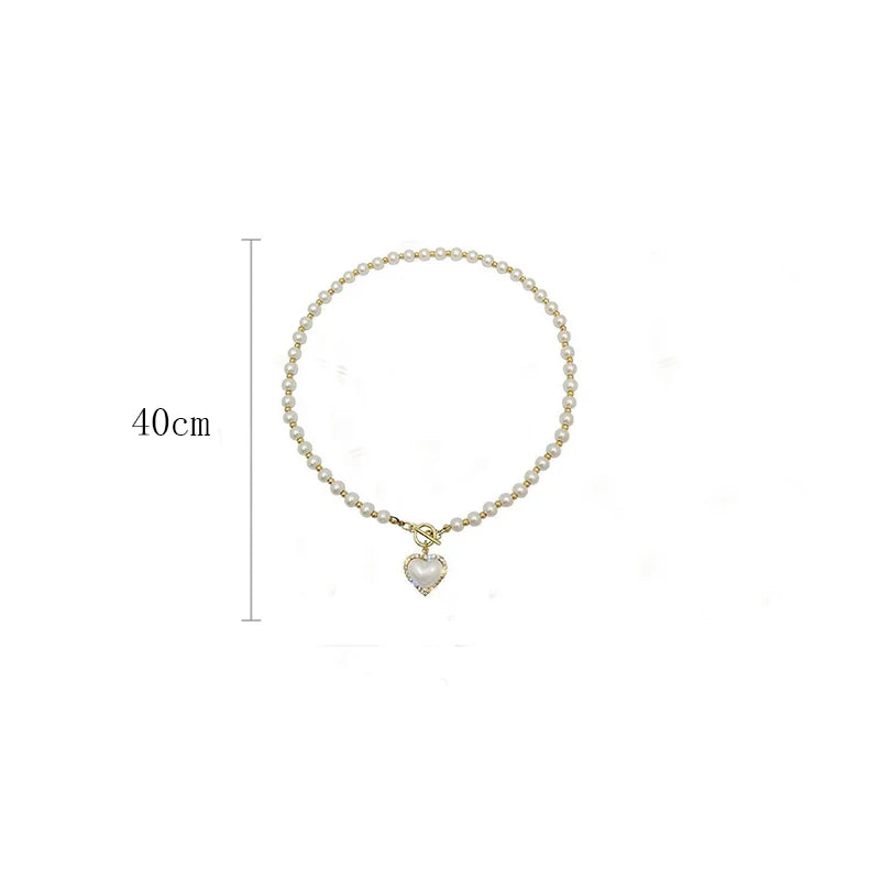 Elegant Pearl Heart Pendant Necklace - Glamora