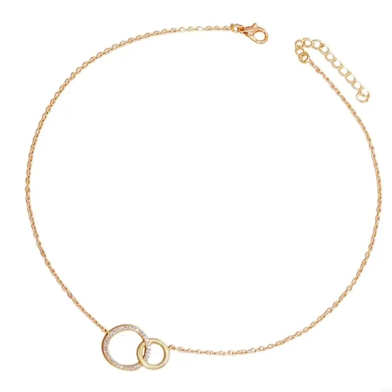 Dainty Double Circle Brass Necklace - Glamora