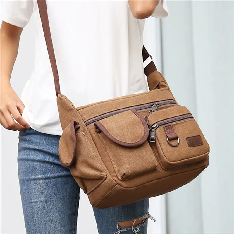 Durable Canvas Crossbody Bag Travel - Glamora