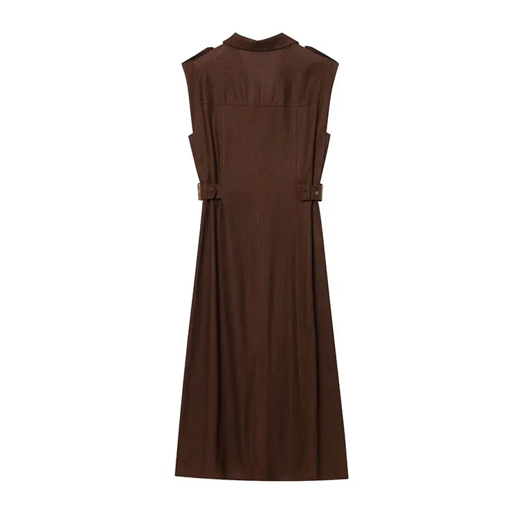 Pleated Belted Dress Elegant Spring Wear - Glamora