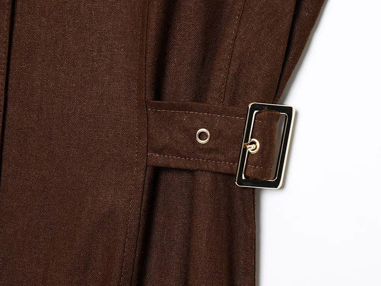 Pleated Belted Dress Elegant Spring Wear - Glamora