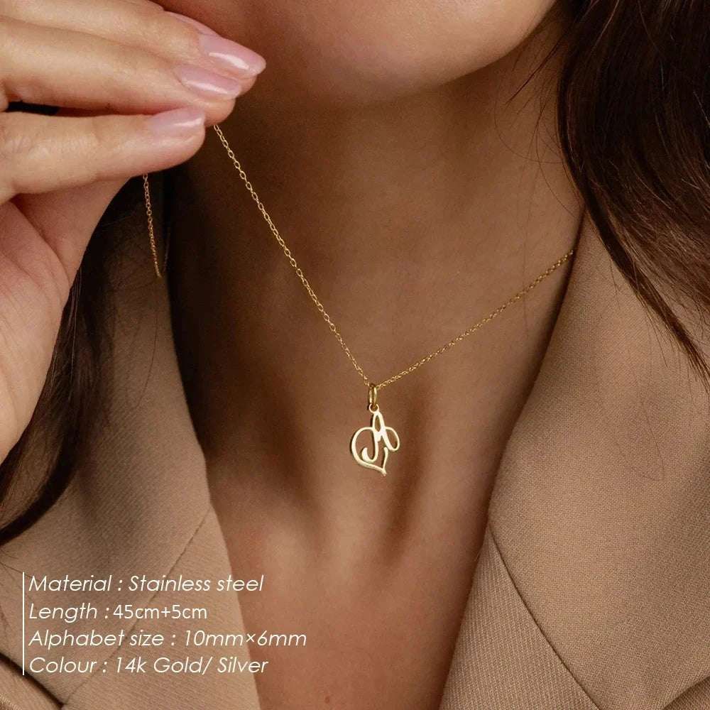 Stainless Steel Initial Pendant Necklace - Glamora