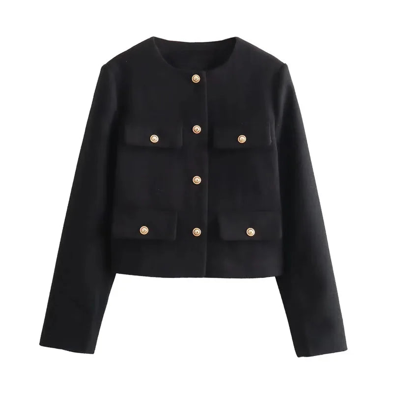 Cropped Button Jacket Warm Stylish Women - Glamora