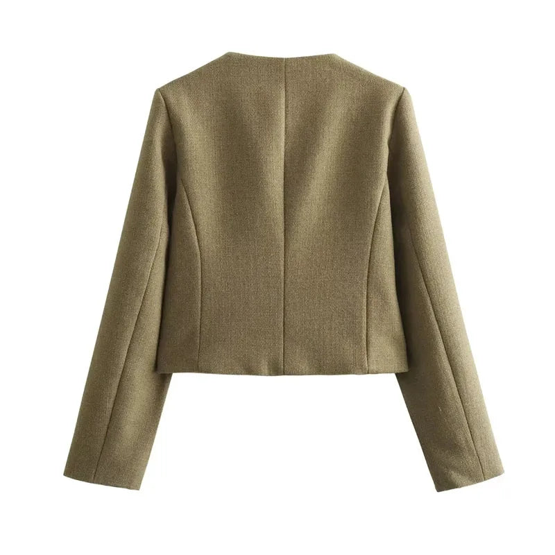 Cropped Button Jacket Warm Stylish Women - Glamora