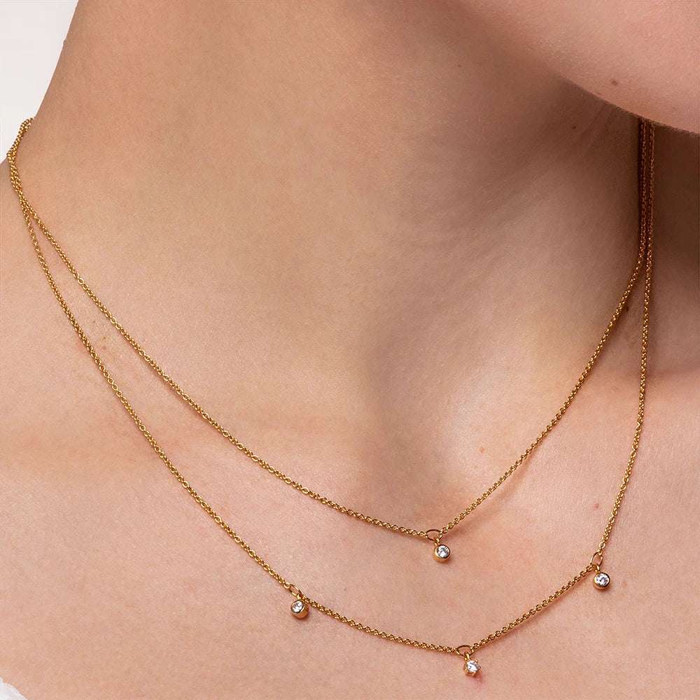 925 Sterling Silver Double Layer Necklace - Glamora