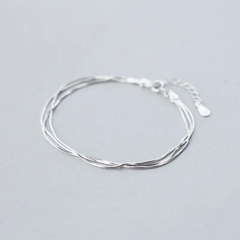 925 Sterling Silver Layered Korean Bracelet - Glamora