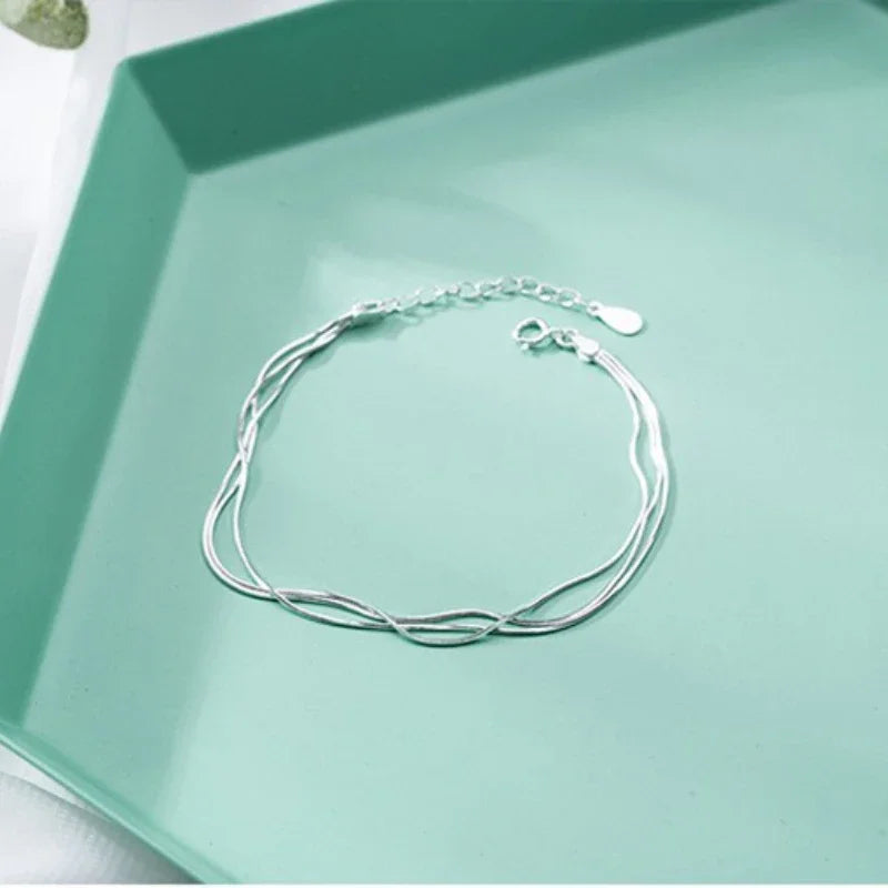 925 Sterling Silver Layered Korean Bracelet - Glamora