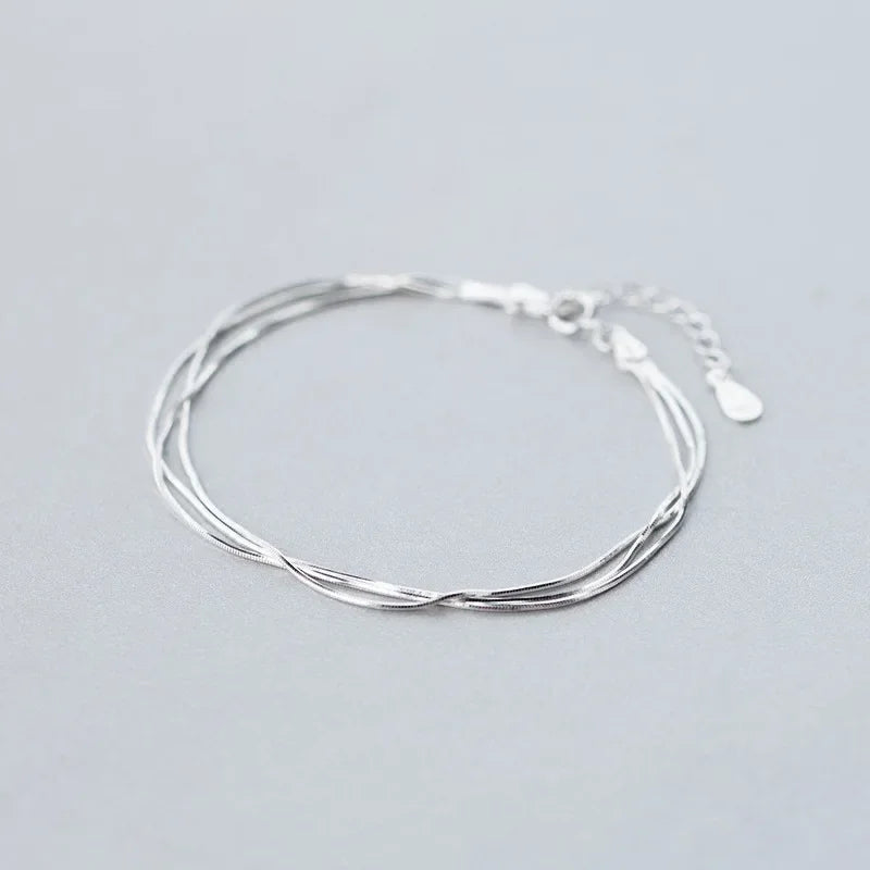 925 Sterling Silver Layered Korean Bracelet - Glamora
