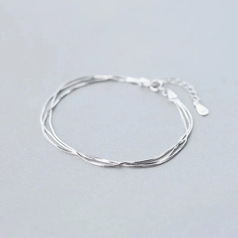 925 Sterling Silver Layered Korean Bracelet - Glamora
