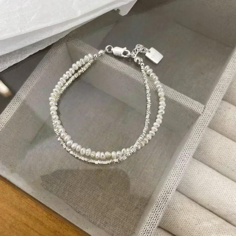 Adjustable 925 Sterling Silver Pearl Bracelet - Glamora