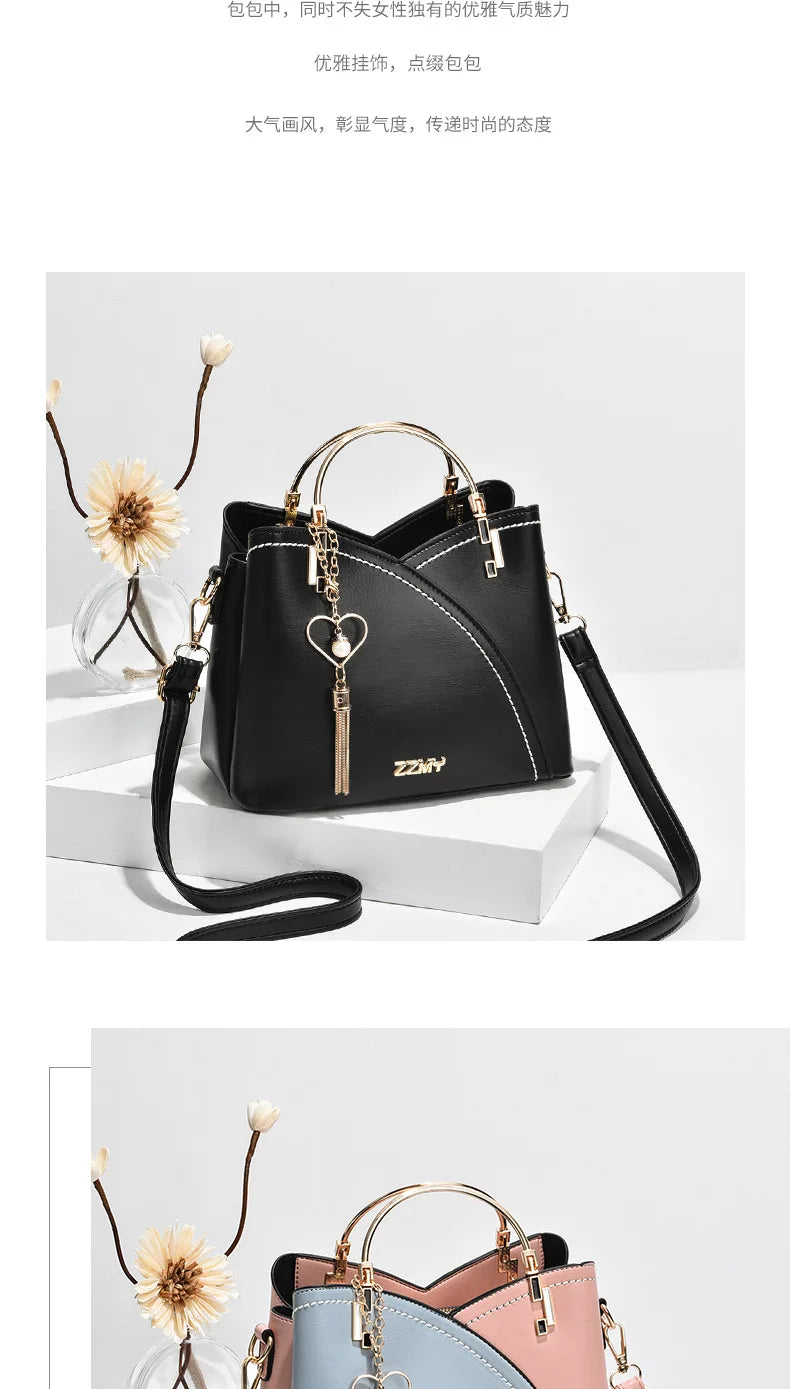 Large Capacity Patchwork Handbag Stylish Women - Glamora