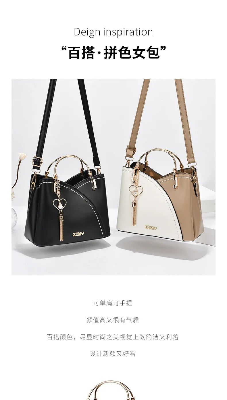 Large Capacity Patchwork Handbag Stylish Women - Glamora