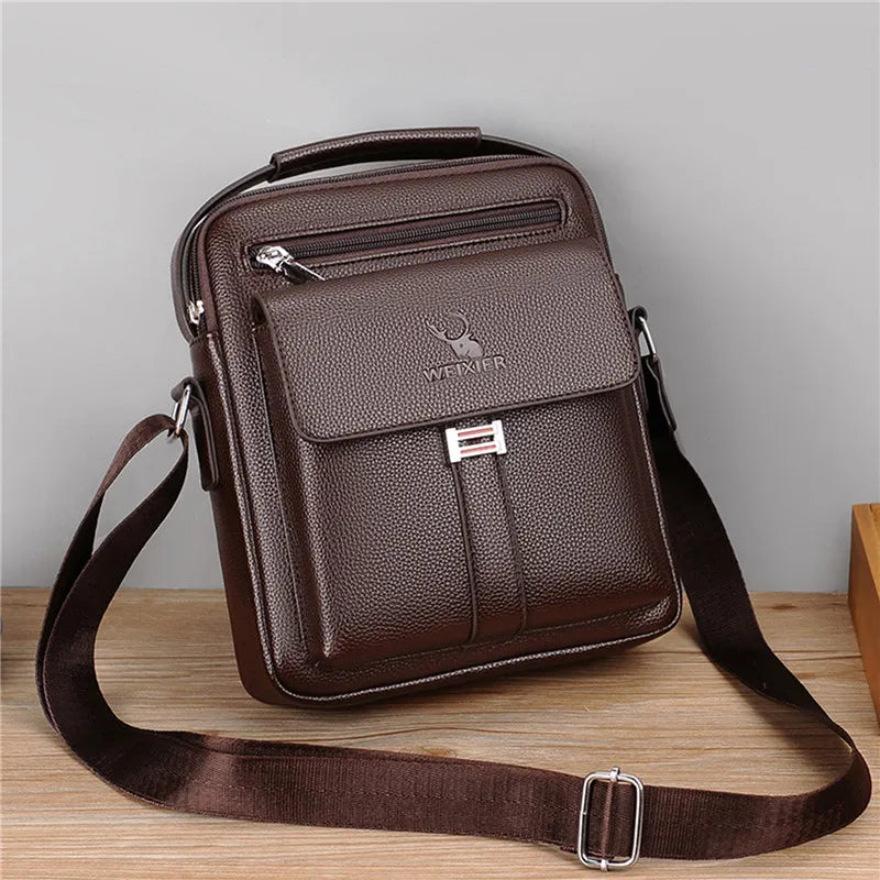 Genuine Leather Crossbody Tote Business - Glamora