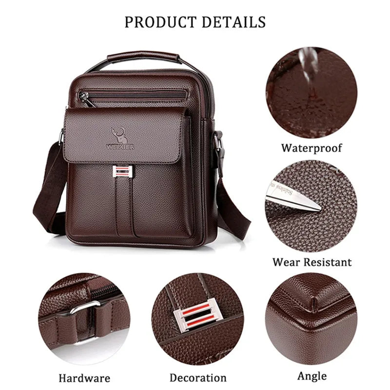 Genuine Leather Crossbody Tote Business - Glamora