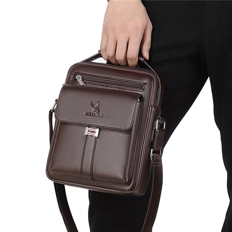 Genuine Leather Crossbody Tote Business - Glamora